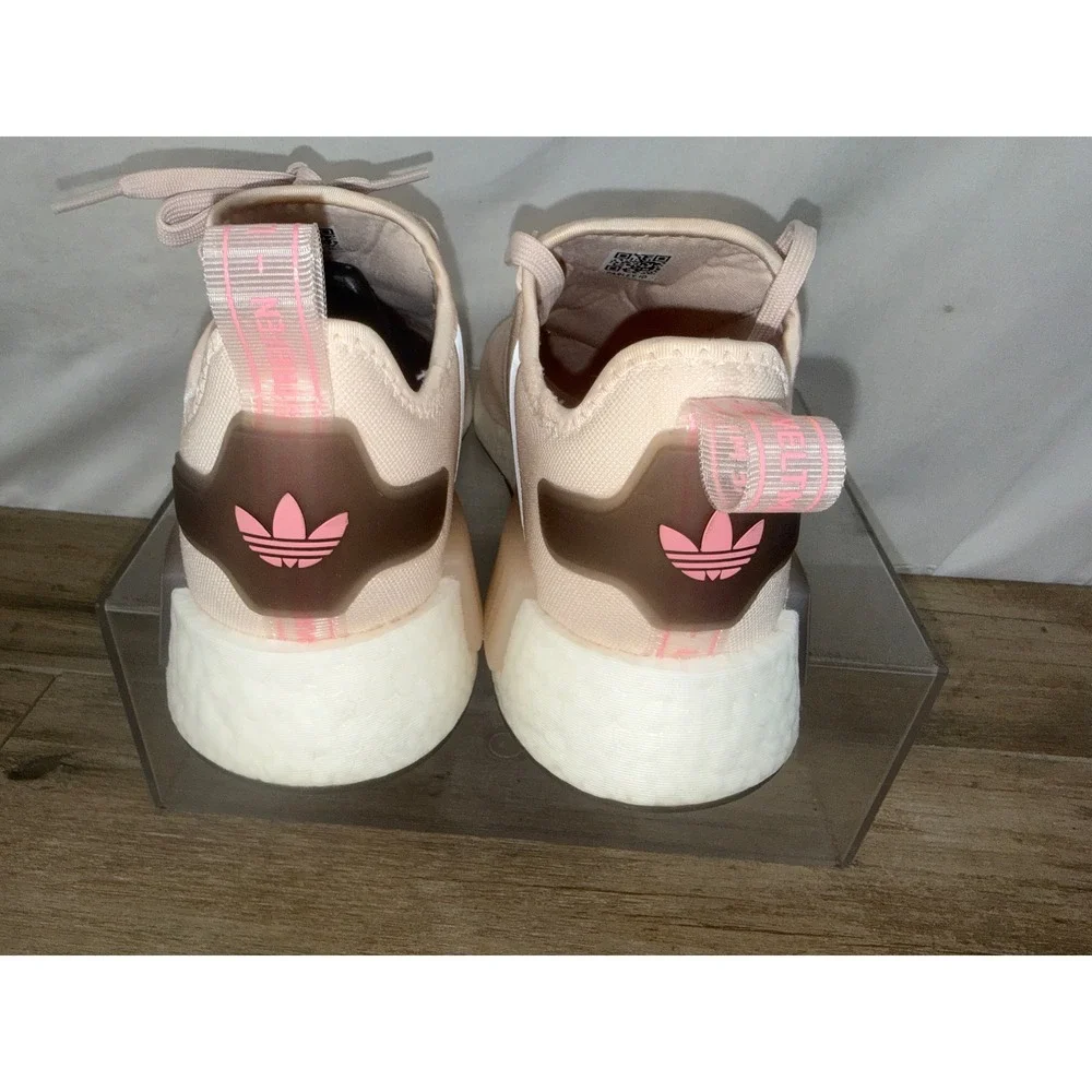 Adidas NMD R1 Women's Peach Beige‎ White Stripes Casual Sneakers Shoes Size 9.5